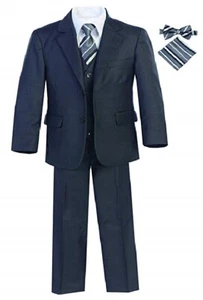 Magen KIDS BIG Boys Husky NOTCH LAPEL Suit 7pcs SET CHARCOAL 2 button - Picture 1 of 1