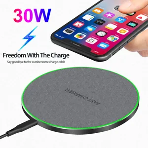 30W Wireless Charger Metal Fast Charging Pad For Samsung S23S22 S21 Note20 Flip3 - Picture 1 of 11