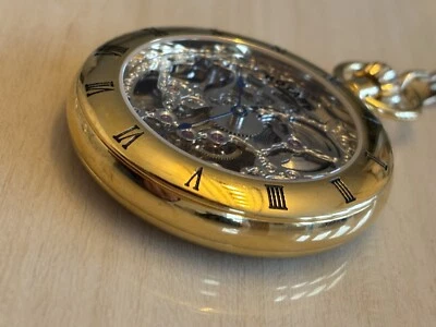 Rotary Open Face Mechanical Skeleton Pocket Watch with chain - Image 1 of 4