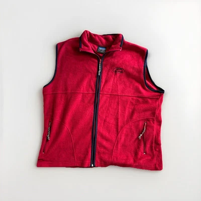 Jaqueta colete vintage Slazenger vermelha de lã com zíper sem mangas tamanho XL casual ao ar livre - Imagem 1 de 4