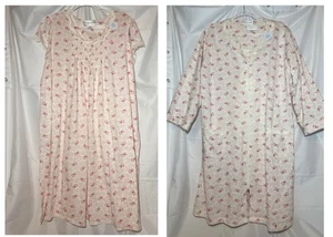 Miss Elaine Flowers Nightgown Size 2X & Robe Size 1X Set NWT Plus - Picture 1 of 13