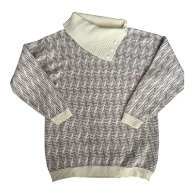 Suéter De Colección Años 90 Jeanne Pierre Lana Angora M Geométrico Esquí Lodge Preppy Dinero Antiguo Foto 1 de 4