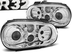 faros para VW GOLF 4 1997 1998 1999 2000 2001-2003 R32 LOOK cromo LHD RHD - Picture 1 of 1