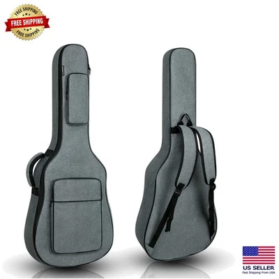 Durable 12mm Padded Guitar Case for 39-41 Inch Acoustic Instruments, Grey - Image 1 of 4