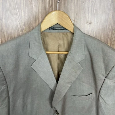 Mazzoni Blazer Jacket Mens 44L Olive Green Multicolor Polyester Three Buttons - Image 1 of 4