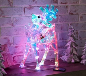 Kringle Express 18" In/Outdoor RGB Holographic Reindeer with Remote - Picture 1 of 5