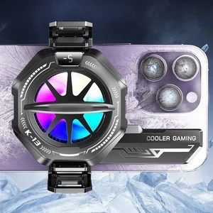 Mobilny wentylator z oświetleniem RGB i wyświetlaczem temperatury w czasie rzeczywistym dla graczy - Zdjęcie 1 z 12