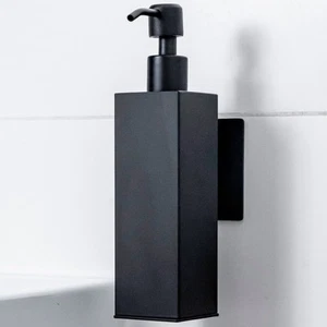 ELMOWO Seifenspender Edelstahl 220ml ohne Bohren Wandmontage Bad Küche schwarz - Bild 1 von 8