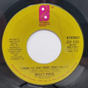 Billy Paul I Think I'll Stay Home Toda 7" 45rpm m- Vinyl Soul Record free sleeve - Imagen 1 de 2