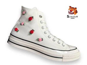 CONVERSE Chuck 70 Valentine's Roses High Top Shoes Women’s Size 9.5 - Picture 1 of 23