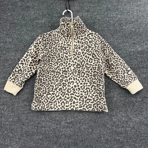 J Crew Crewcuts Girls 4 XXS Leopard Print 1/4 Zip Pullover Sweatshirt Cotton - Picture 1 of 8
