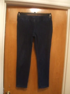 Soft Surroundings Dark Blue Pull On Stretch Elastic Waist Crop Jeans MP Skinny - Picture 1 of 12