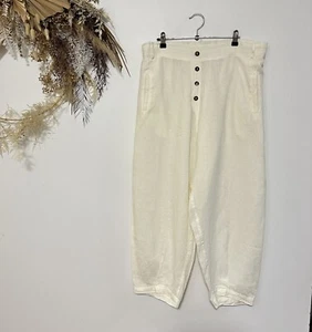 Imagine Made In Italy Womens Linen Pants Crop Pure Lino Harem Drop Crotch M/ L - Picture 1 of 11