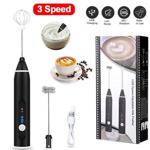 Electric Milk Frother Handheld Drink Foamer Coffee Mixer Egg Beater Double Whisk