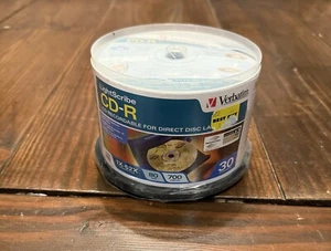 NUOVO Verbatim Lightscribe CD-R Confezione da 30 Cake Box 700mb 80min 52X Disco Diretto - Foto 1 di 6