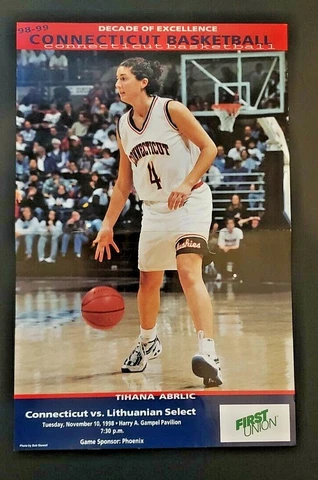 1998-1999 Uconn Women's Basketball Schedule Poster-Uconn vrs Lithuanian Select Cover