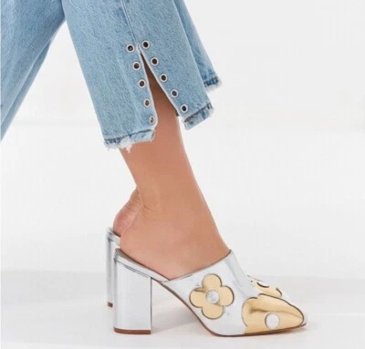 Silver Gold Metallic Urban Outfitters Clog Heels Y2K - Image 1 of 4