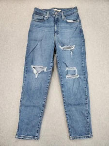 Levi's High Waisted Mom Jeans Distressed Indigo Medium Wash Size 28 - Picture 1 of 8