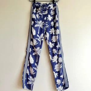 Mini Boden girls pants 10 blue viscose pull on ribbons tie floral animals pocket - Picture 1 of 7