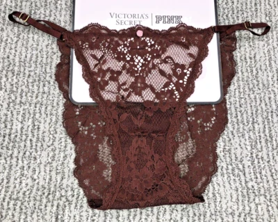 Victoria's Secret Nuevo con Etiquetas Grande Borgoña Encaje Tanga Bikini Panty Ajustable Transparente Foto 1 de 4