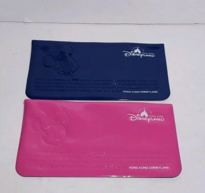 Hong Kong Disneyland Travel Pals Ticket Document Holders Mickey Minnie Set Of 2 - Imagem 1 de 4