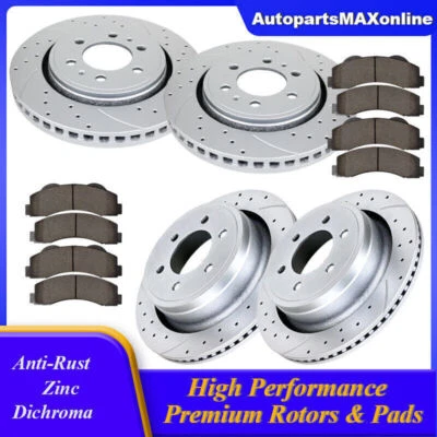 Front Rear Drilled Slotted Brake Rotors and Pads for 2010 2011 Ford F-150 6 Lugs - Image 1 of 4