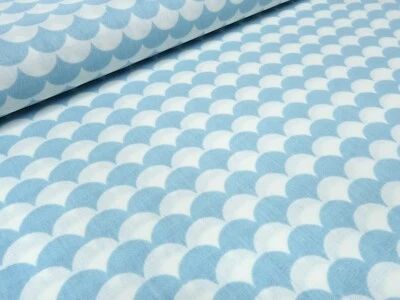 Stoff Baumwolle Popeline grafische Muster Schuppen blau weiß Kleiderstoff - Bild 1 von 4