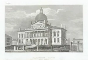 Boston Town Hall Meyer's Universum  original print engraved 1833 - Picture 1 of 2