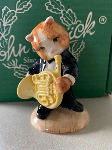 BESWICK CAT MUSICIAN BRAVURA HORN GLOSS MODEL CC8 PERFECT BOXED - Picture 1 of 7
