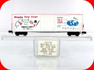 N Scale ***HAPPY NEW YEAR / Auld Lang Syne*** Box Car, BBNY 1991 -- Bev-Bel 2179 - Picture 1 of 4