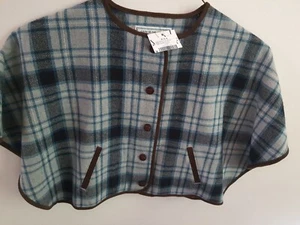 Janie and Jack NWT Size 3 4 Blue Plaid Pocket Button Up Cape PONCHO EQUEDESTRIAN - Picture 1 of 7