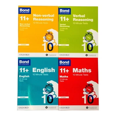 Bond 11+ Quick 10 Minute Tests (Age 8-9) by Oxford 4 Books Collection - PB - Image 1 of 3