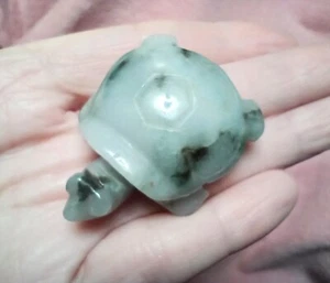 Natural Jadeite Jade Green and White Turtle Carving Statue Myranmar CH825 - Picture 1 of 5