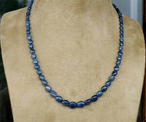 16" Natural Blue Sapphire Tumbled stone Handmade Necklace Smooth Nuggets Burmese
