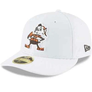 Cleveland Browns Hat Brownie Throwback White New Era Low Profile Fitted Sz 7 5/8 - Picture 1 of 4