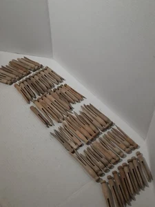 Huge Vintage Lot Of 57 Wooden Clothes Pins Pegs Craft Spring Clothespins Decor - Picture 1 of 12