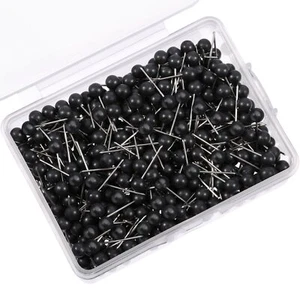 500 Pack Map Push Pins 1/8 Inch Black Map Tacks Small Round Head Push Pins Thumb - Picture 1 of 6