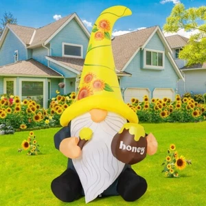 GRAN MACETA DE MIEL DE 6' GNOMO DECORACIÓN INFLABLE EXTERIOR/INTERIOR - ¡NUEVO ENVÍO GRATIS! - Imagen 1 de 7