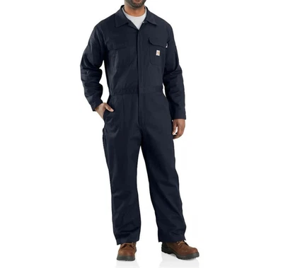 NWT Carhartt FR Coveralls Mens L Navy Flame Resistant 387-20 Twill Zip - Image 1 of 4