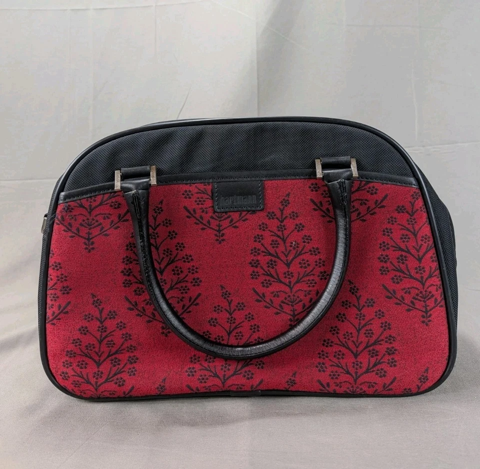Bolso de Viaje Hartmann Estampado Floral Rojo y Negro Vintage Tamaño Mediano  Foto 1 de 4