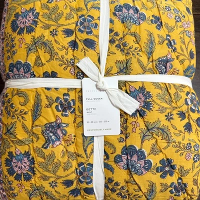 COLCHA REVERSIBLE COMPLETA/QUEEN POTTERY BARN BETTE ~ AMARILLA Foto 1 de 4