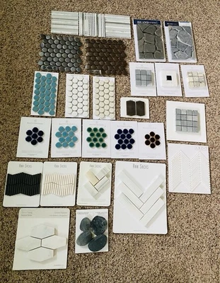 Lot of 25 Marble & Stone Mosaic Tile Samples –Mosaic Ann Sacks Waterworks - Image 1 of 4