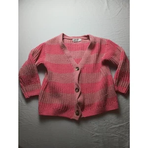 H&M Pink Knit Sweater Cardigan Button Front Girls Kids Size 5T/6 - Picture 1 of 4