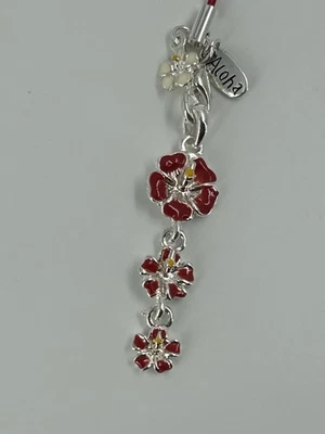 Dije de teléfono de recuerdo hawaiano esmalte rojo tono plata Aloha Hawaii Foto 1 de 4