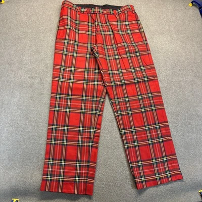 Broadsword Murray Golf Pants Measured Size 35x30 Red Tartan Plaid Straight Leg - Image 1 of 4