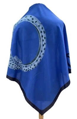 Bufanda de seda azul Must de Cartier Paris de colección diseño de cadena con estampado de joyas #A56 Foto 1 de 4