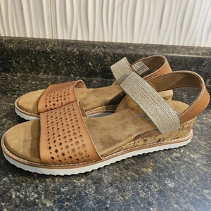 Skechers Bobs Women's Desert Kiss Sandals Sunny Luggage Brown Size 8 Wedge - Picture 1 of 8