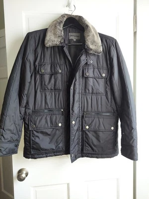 Abrigo térmico de invierno negro Johnston & Murphy XL con cremallera completa y broche a presión Foto 1 de 4