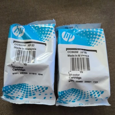 (2) Cartucho de tinta tricolor HP 60 CC643W nuevo paquete sellado Foto 1 de 3
