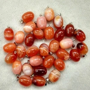 Pietra Naturale 50pz Forma Uovo Agata Rossa 12x20mm Ciondolo Perlina Fai Da Te Gioielli - Foto 1 di 2